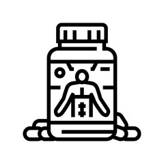 testosterone booster bottle line icon vector illustration