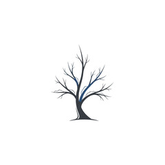 Minimalist bare tree silhouette for seasonal branding