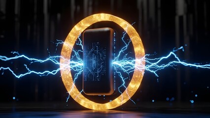 Golden number one and letter A in glowing gold with digital heartbeat pulse and medical technology style background