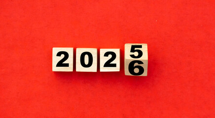 2025 turning to 2026 letter print on wooden cube new year countdown