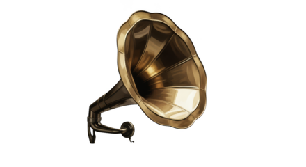 Vintage brass gramophone horn speaker