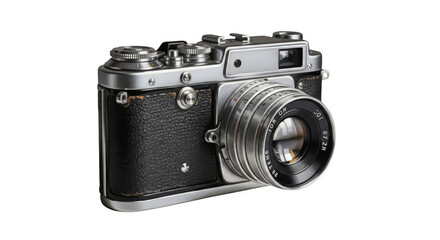 Fototapeta premium Retro silver rangefinder camera with lens attached