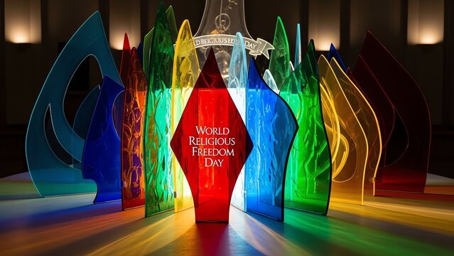 Colorful glass panels World Religious Freedom Day - Powered by Adobe