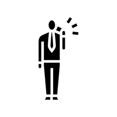 on call employee ringing phone glyph icon vector illustration