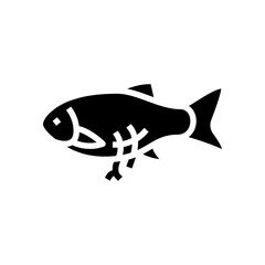 fish plastic pieces stomach glyph icon vector illustration