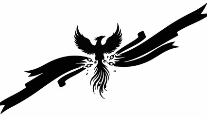 Majestic phoenix soaring with stylized wings and fiery tail, symbolizing rebirth and power