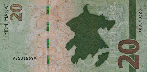 Azerbaijan Twenty Manat Map National Concept