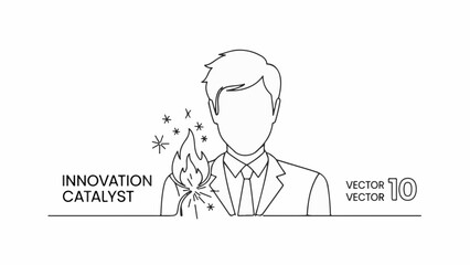 Man ignites idea with fiery inspiration, representing innovation and creativity