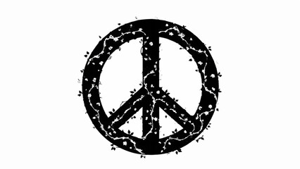 Peace symbol adorned with glowing fairy lights, a beacon of hope and harmony