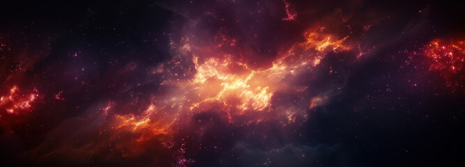 Obraz premium Celestial Inferno: An awe-inspiring depiction of celestial energy, capturing the raw power and beauty of a cosmic inferno, a mesmerizing dance of light and shadow.