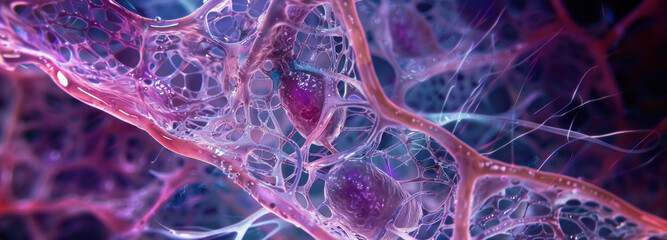 Intricate Biological Network: A microscopic view of a complex biological network reveals a stunning display of cellular structures.