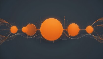 orange and shiny spheres lie on black background 