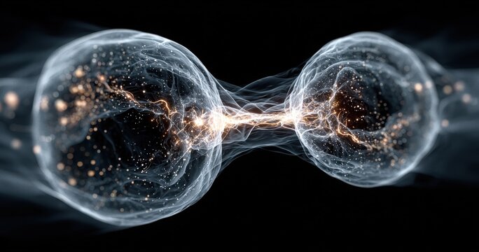 Spheres connected by glowing energy lines create a dynamic visual effect - Powered by Adobe