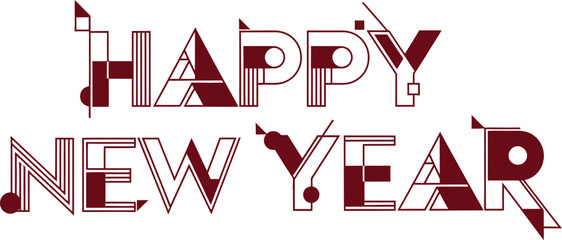 Art deco style happy new year typography with a vintage and celebratory design