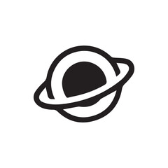 Simple black planet icon with a distinct orbital ring representing the wonders of space © faffy06