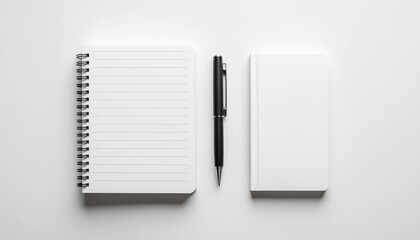 Top-down view of blank notebooks and a pen, perfect for outlining your future business plan and achieving critical goal setting strategies for personal and professional growth