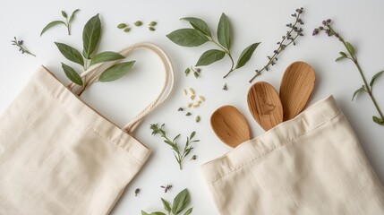 Obraz premium 에코 라이프스타일 플랫레이