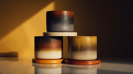 Bright candle flame in a glass on a black table with white wax for beauty and light