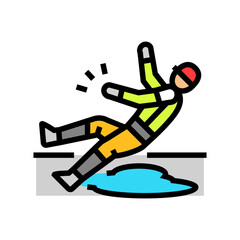 slip and fall on wet floor color icon vector illustration