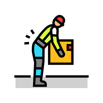 worker back pain from lifting color icon vector illustration