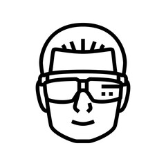 biohacker wearing smart glasses line icon vector illustration