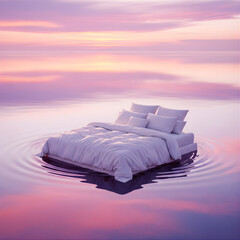 3d render of a bed in a hotel room