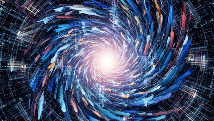 Spiral galaxy with vibrant colors and cosmic dust