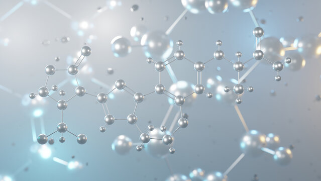 inavolisib molecular structure, 3d model molecule, anti-cancer medication structural chemical formula view from a microscope