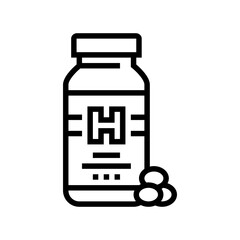hormone pill bottle line icon vector illustration