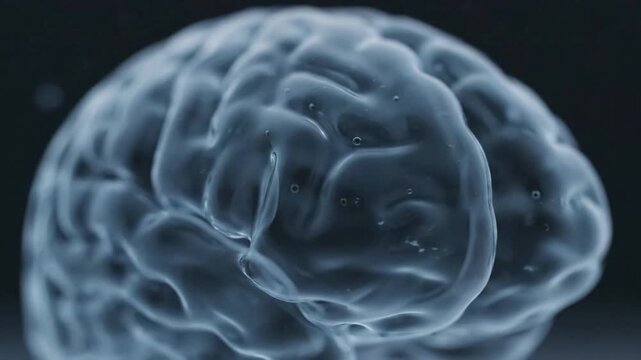 Microscopic brain surface detail with brain model brain brain surfase effect macro texture style featuring brain model, liquid