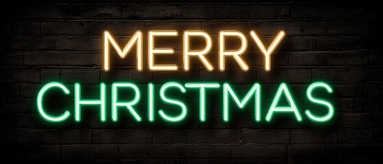 Festive neon sign displaying 'Merry Christmas' in vibrant colors, perfect for holiday decorations and seasonal celebrations.