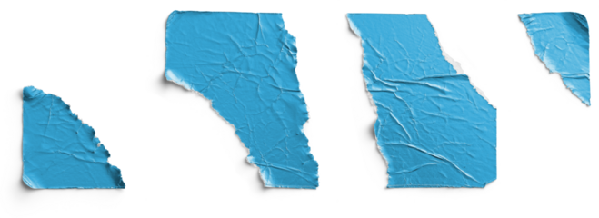 Torn Blue Metallic Stickers Set of Four Pieces