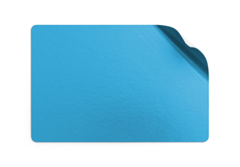 Blue Metallic Sticker With Slightly Curled Top Corner