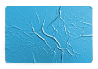 Blue Metallic Crumpled Sticker With Folded Creases