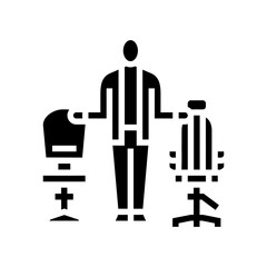 person two different office chairs glyph icon vector illustration