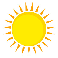 Yellow sun illustration. Abstract design of a shining sun in a flat style.	
