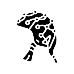 eeg cap connected wires glyph icon vector illustration
