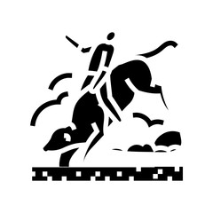 bull rider holding on one hand glyph icon vector illustration