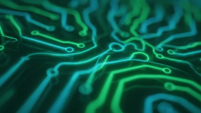 Electric circuit board glow with circuit sparks with abstract futuristic communication neon low effect abstract background style