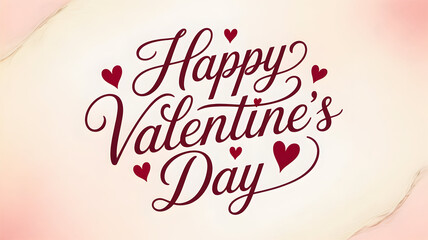 Elegant hand lettering design for happy valentines day with scattered red hearts