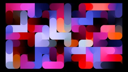 abstract background of colorful neon maze, modern flat labyrinth wallpaper, multicolored simple geometric shapes