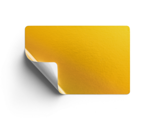Gold Sticker With Peeling Bottom Corner