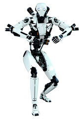 3D Rendering Male Robot on White