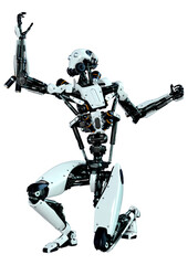 3D Rendering Male Robot on White