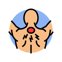 neck strain in bodybuilder color icon vector illustration