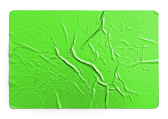 Green Metallic Crumpled Sticker With Folded Creases
