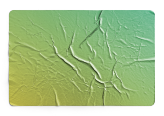 Green Gradient Metallic Crumpled Sticker With Folded Creases