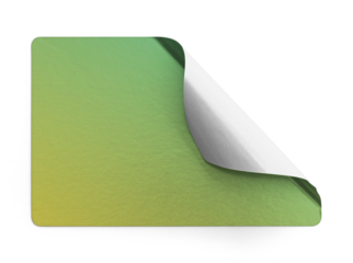 Diagonal Corner Peel Green Gradient Metallic Sticker Mockup