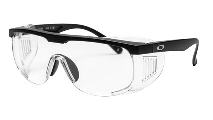 Black framed clear safety glasses with side vents protective eyewear