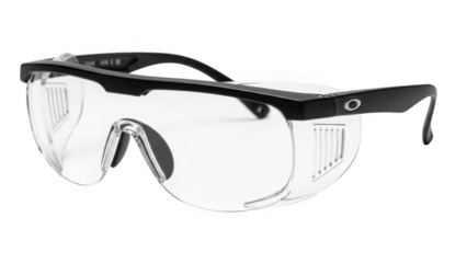 Black framed clear safety glasses with side vents protective eyewear